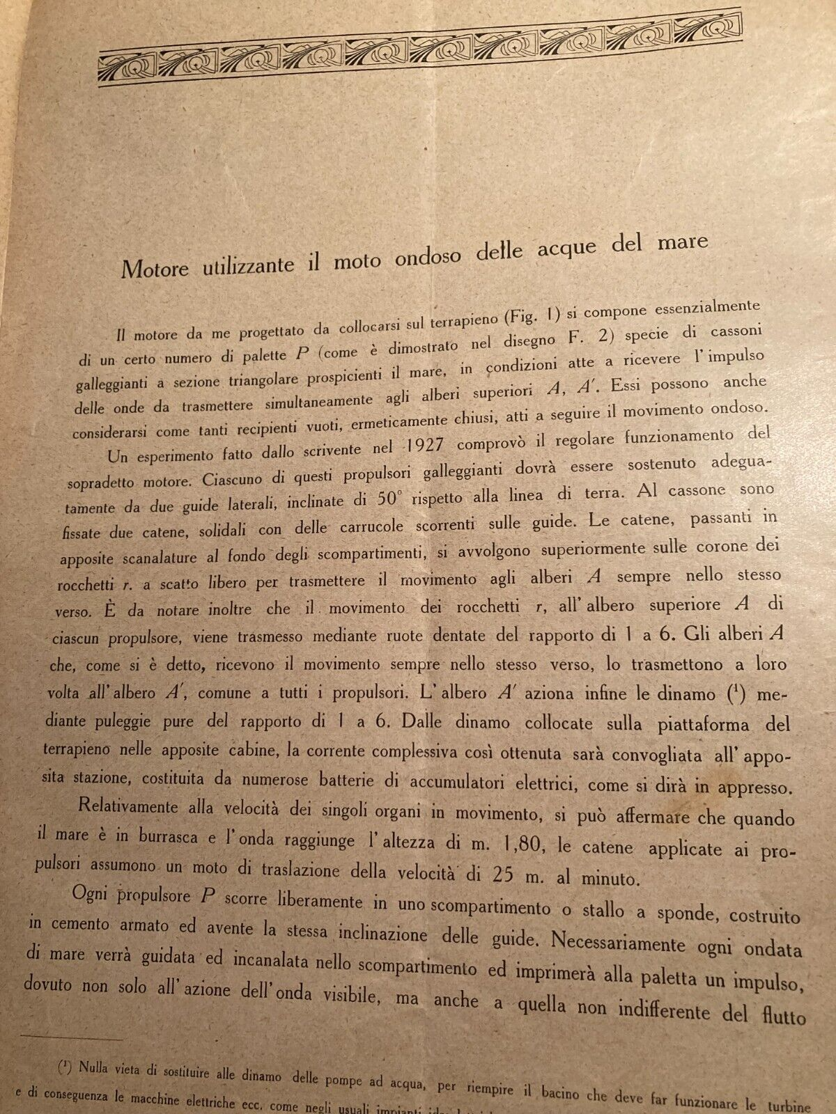 Ingegneria   Idraulica   Dinamo   Accumulatori A Onde Marine   Burla   Bologna 1931
