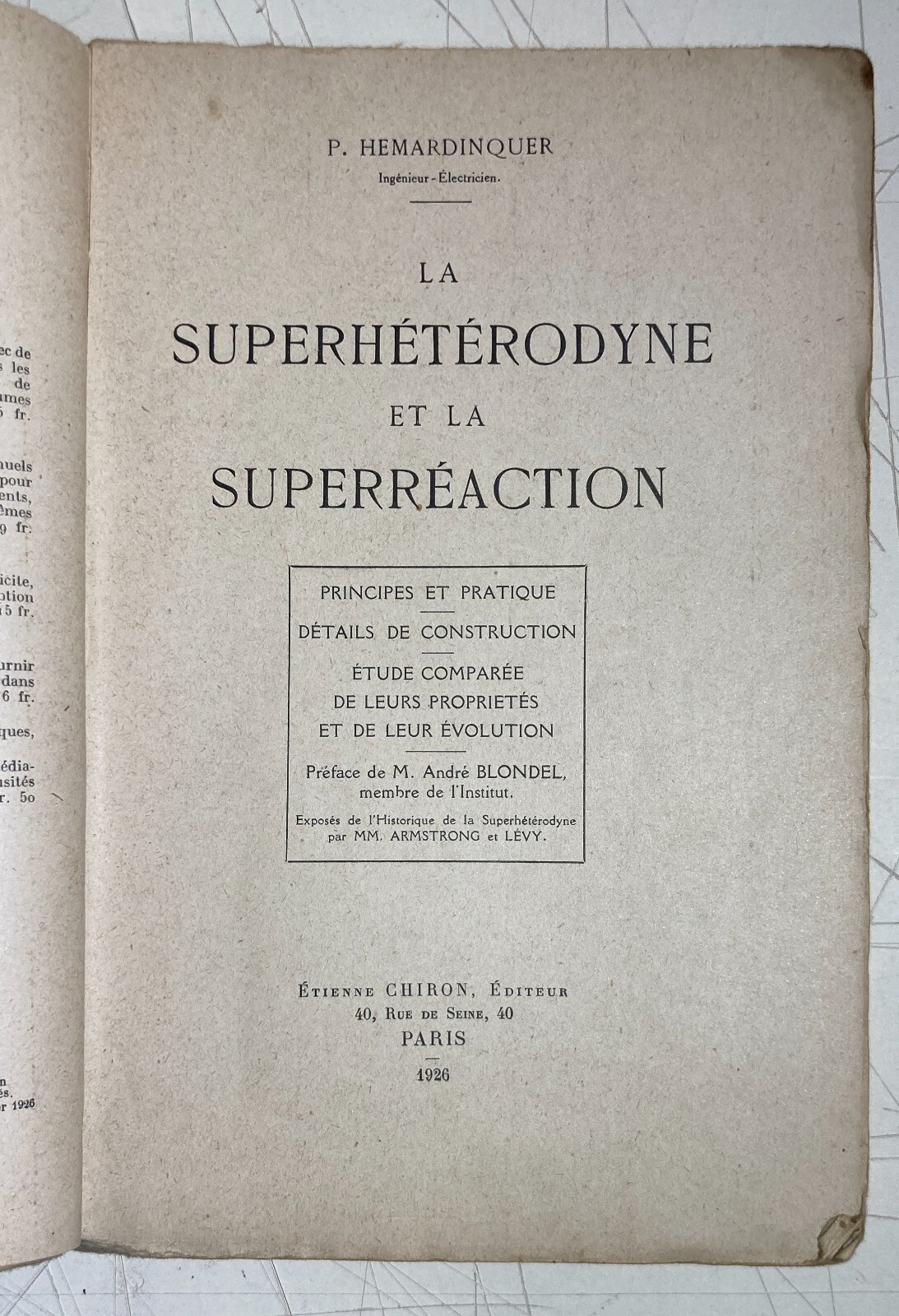 Fisica, Elettrotecnica, Valvole, Amplificatori, Supereterodina, Hemardinquer, 1926
