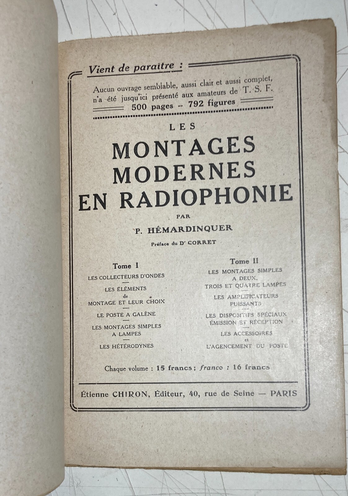 Fisica, Elettrotecnica, Valvole, Amplificatori, Supereterodina, Hemardinquer, 1926