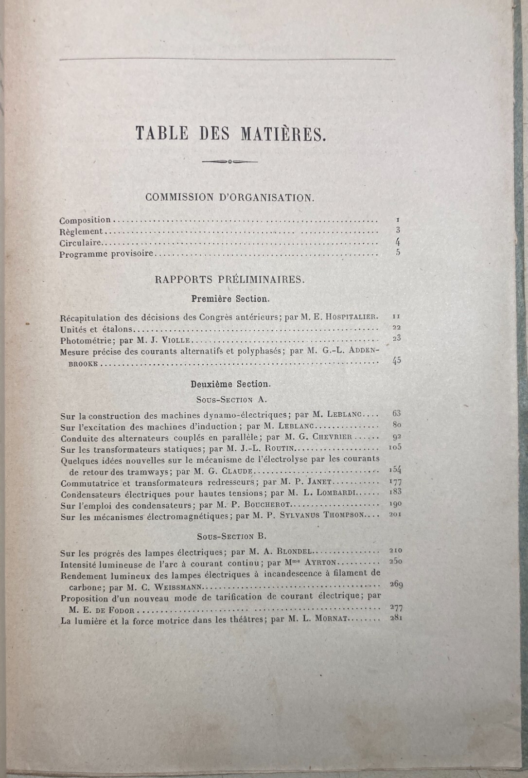 Fisica, Elettrotecnica, Elettricità, Lampade: Congresso Di Parigi, 1900   Hospitalier