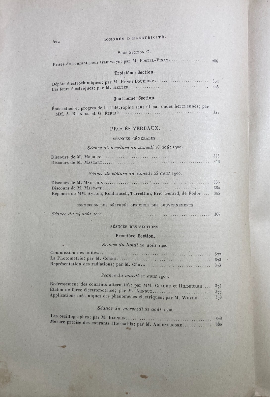Fisica, Elettrotecnica, Elettricità, Lampade: Congresso Di Parigi, 1900   Hospitalier