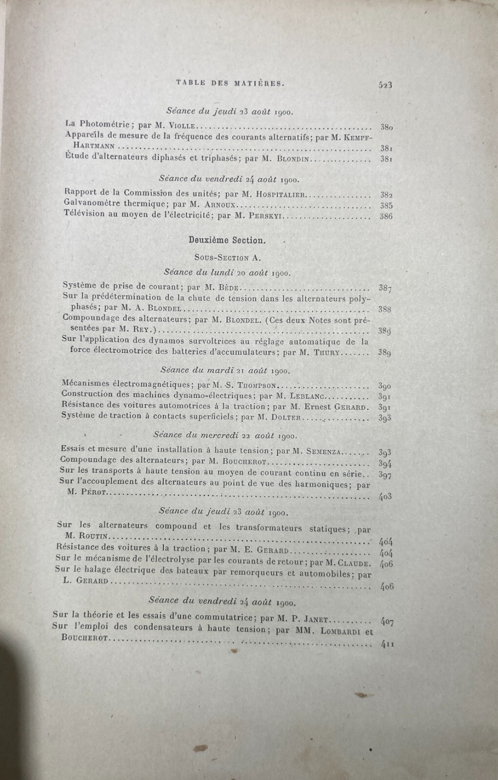 Fisica, Elettrotecnica, Elettricità, Lampade: Congresso Di Parigi, 1900   Hospitalier