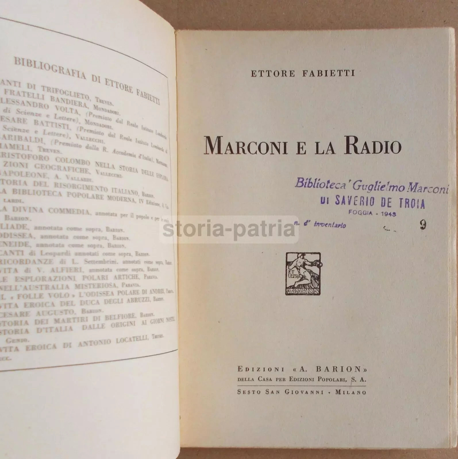 Ettore Fabietti: Marconi E La Radio. Radiotelegrafia, Radiotelefonia, Onde Radio, Televisione (1938)