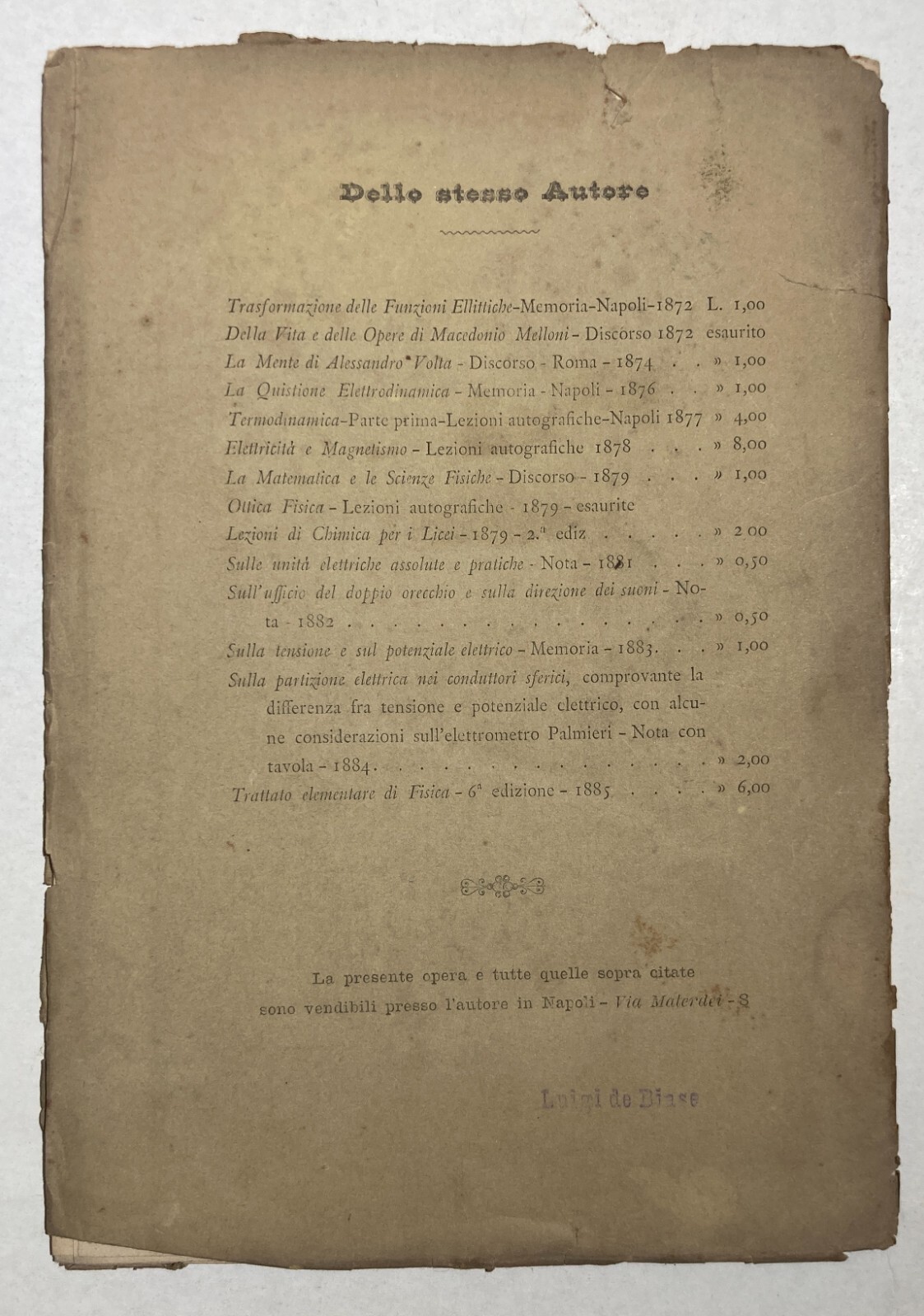 Napoli, Benevento, Elettricità E Magnetismo: Tavole Illustrative, Pinto, 1885