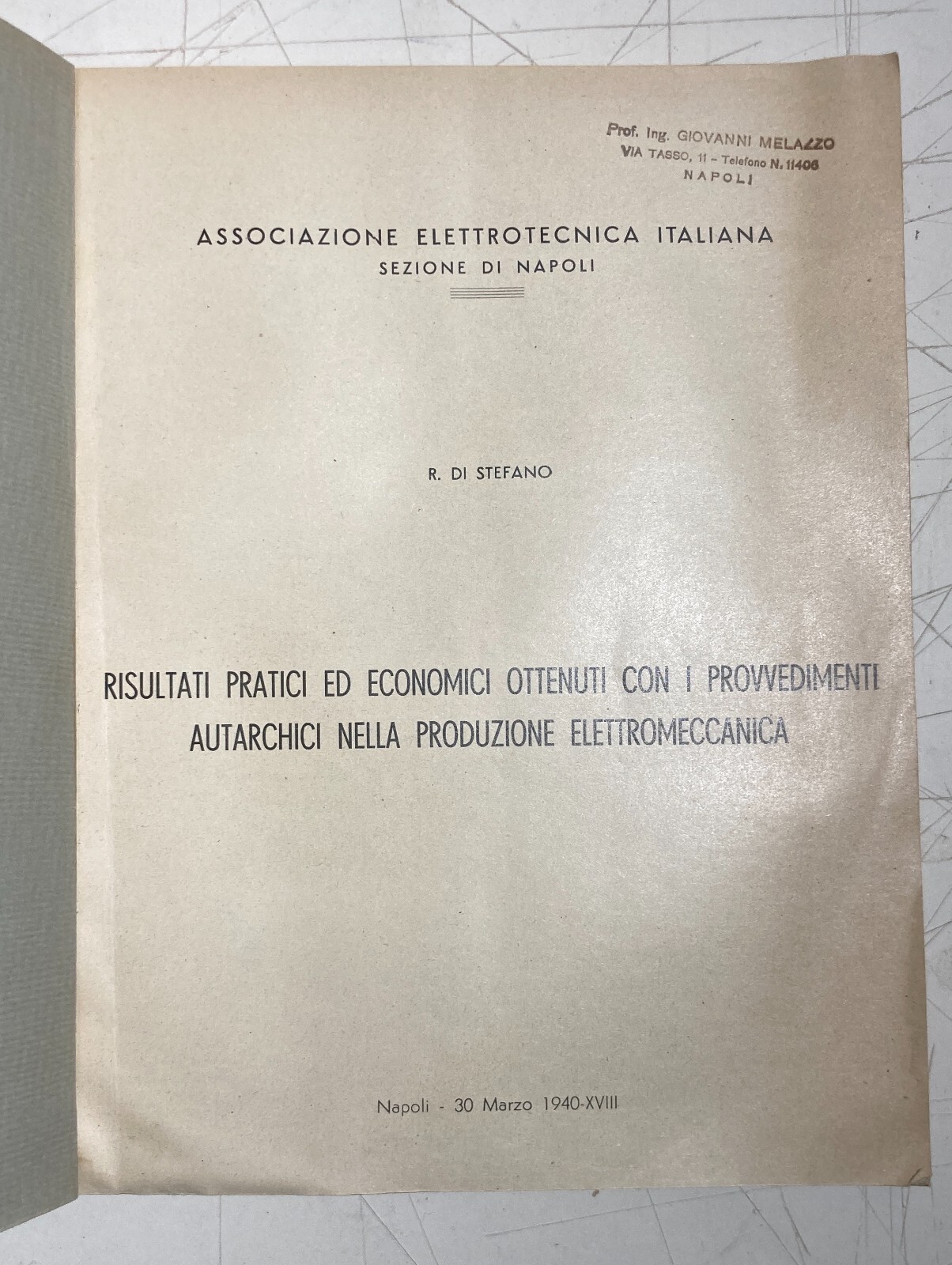 Scienze, Fisica, Elettricità, Meccanica, Elettromeccanica. Di Stefano, Napoli, 1940