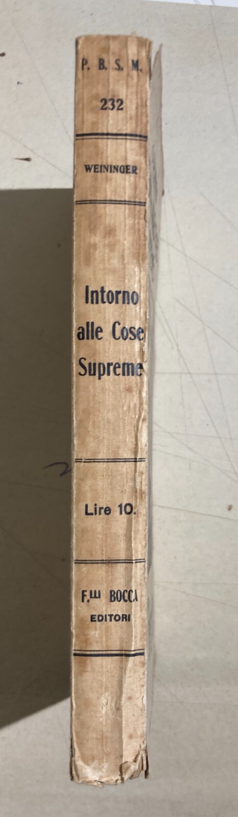 Intorno Alle Cose Supreme   Otto Weininger