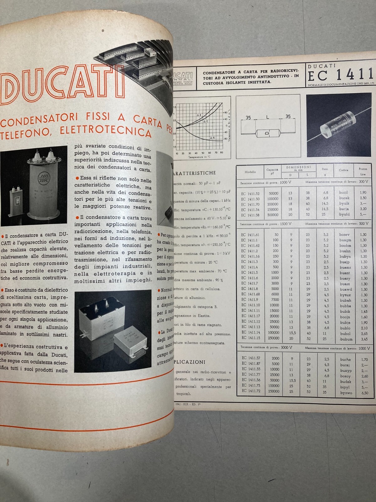 Elettricità, Elettrotecnica, Condensatori Ducati: Catalogo Listino Illustrato, 1941