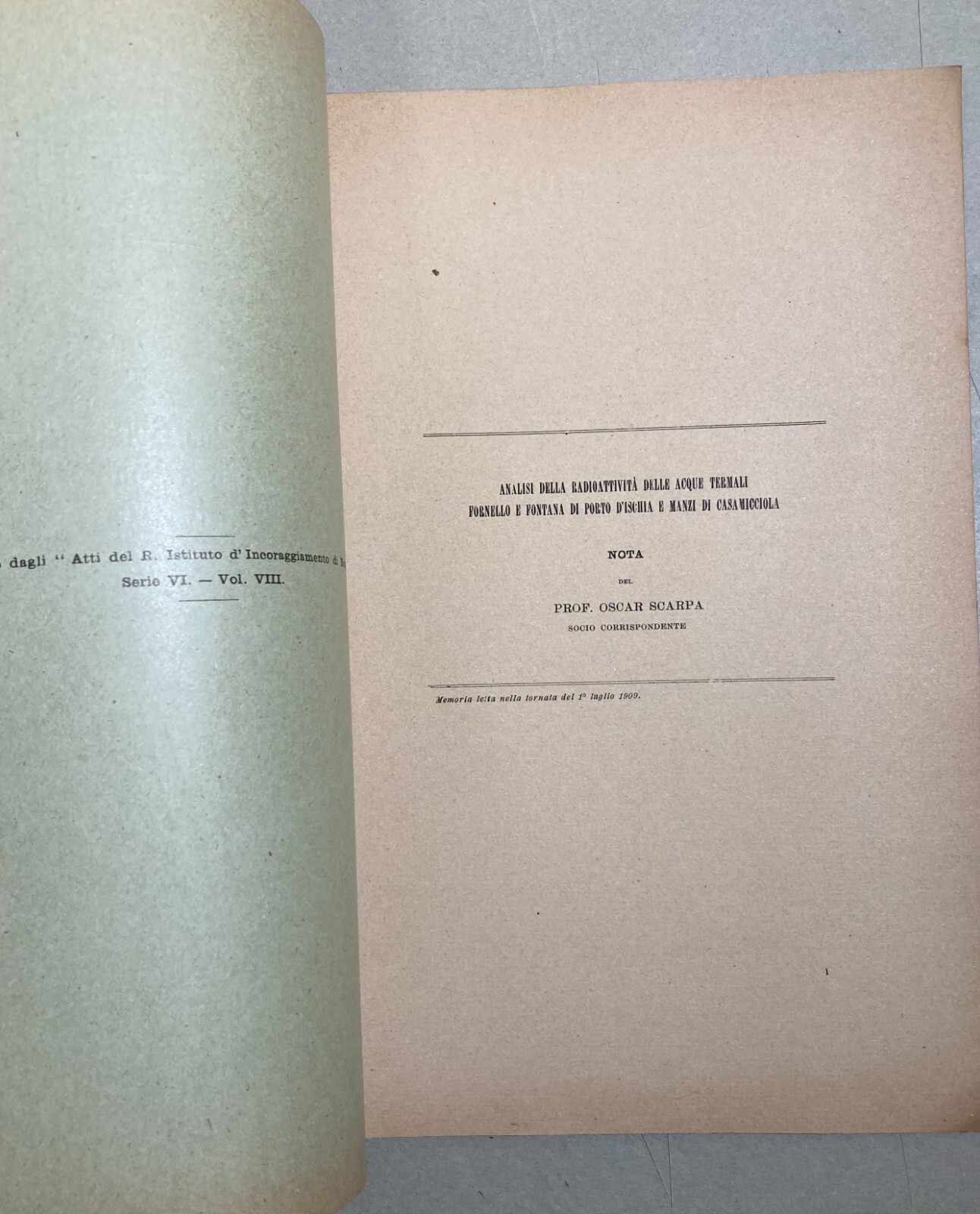 1910 Studio Radioattività Acque Termali Ischia Scarpa Napoli