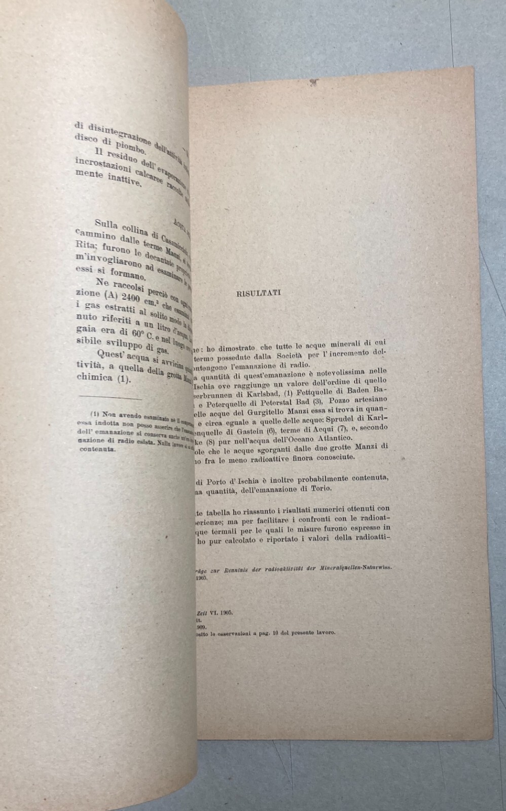 1910 Studio Radioattività Acque Termali Ischia Scarpa Napoli