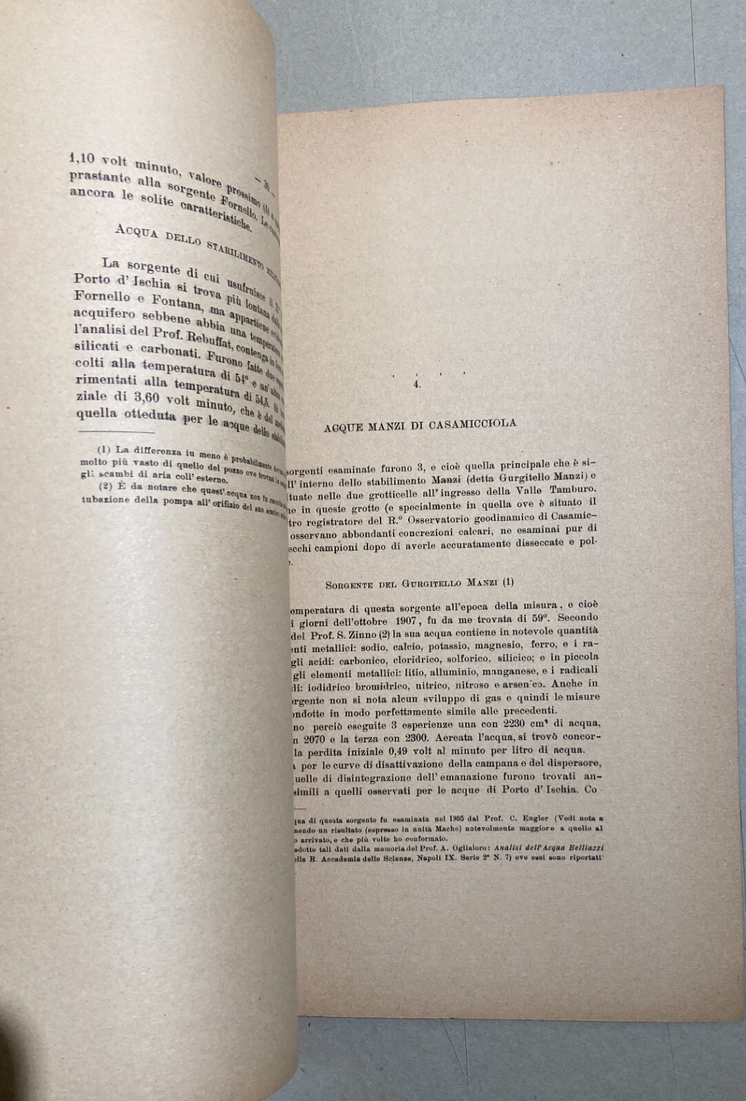 1910 Studio Radioattività Acque Termali Ischia Scarpa Napoli