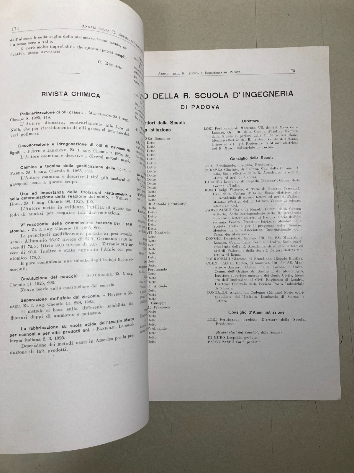 Annali Della R. Scuola d'Ingegneria Di Padova, 1925