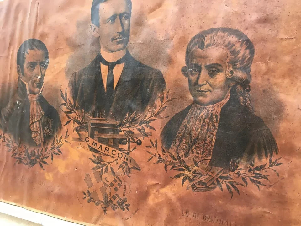 Fisica, Scienziati: Marconi, Volta, Galvani. Araldica, Bologna. Lito Mazzoli, Puccioni