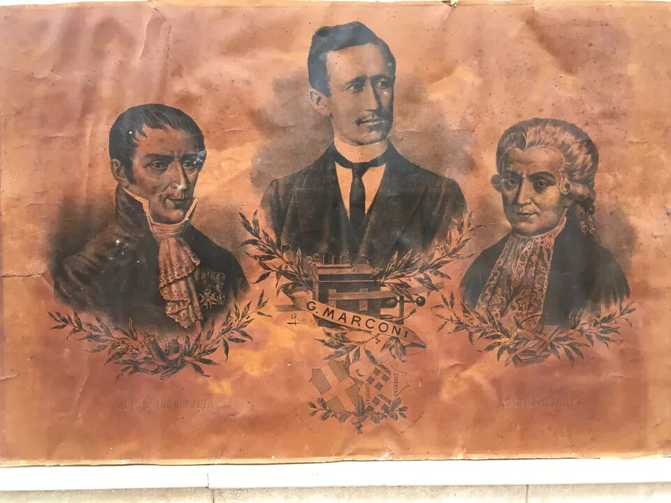 Fisica, Scienziati: Marconi, Volta, Galvani. Araldica, Bologna. Lito Mazzoli, Puccioni
