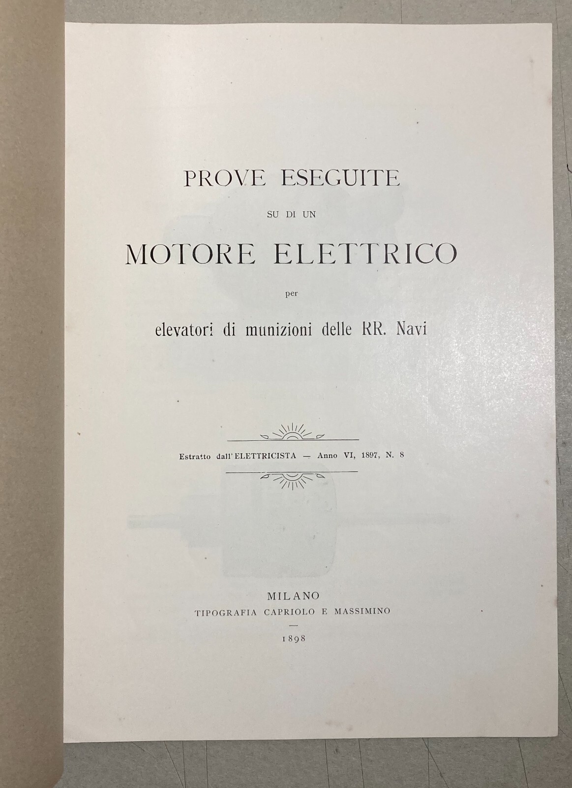 Militaria, Marineria, Elevatori Di Munizioni, Elettrotecnica, 1898