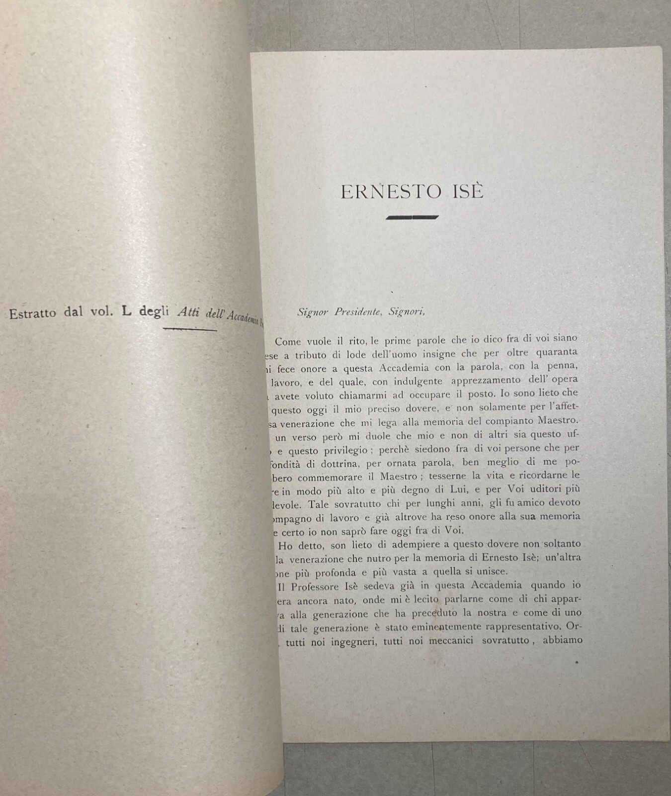 Ingegneria   Napoli   Accademia Pontaniana   Brunelli   Commemorazione Di Ernesto Isè