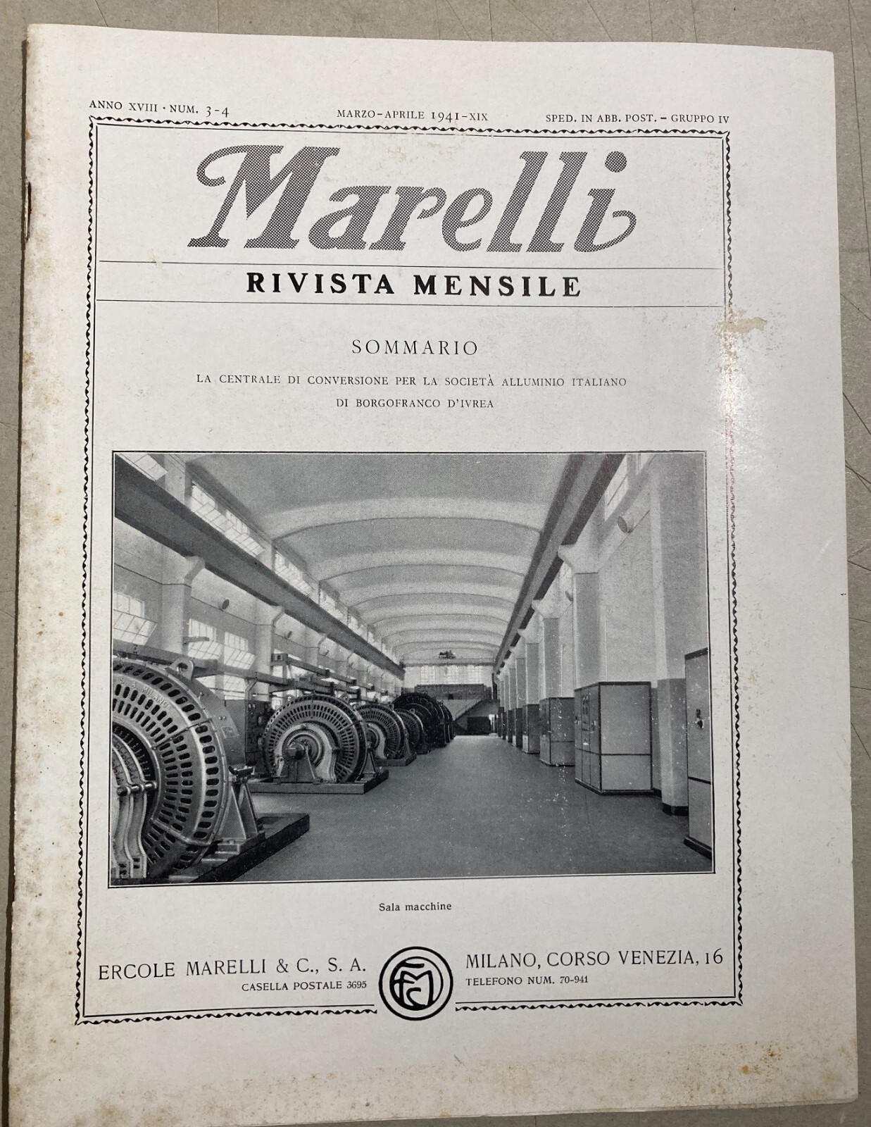 Elettrotecnica Marelli, Centrale Di Borgofranco d'Ivrea Illustrato D'Epoca, 1941