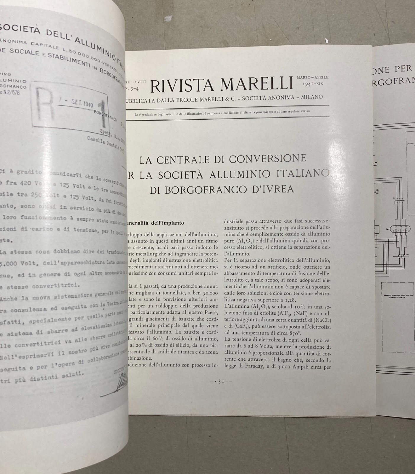 Elettrotecnica Marelli, Centrale Di Borgofranco d'Ivrea Illustrato D'Epoca, 1941