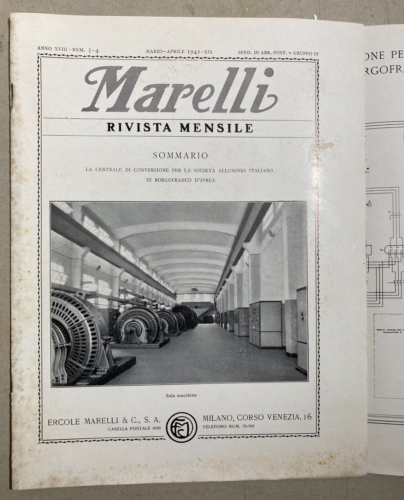 Elettrotecnica Marelli, Centrale Di Borgofranco d'Ivrea Illustrato D'Epoca, 1941