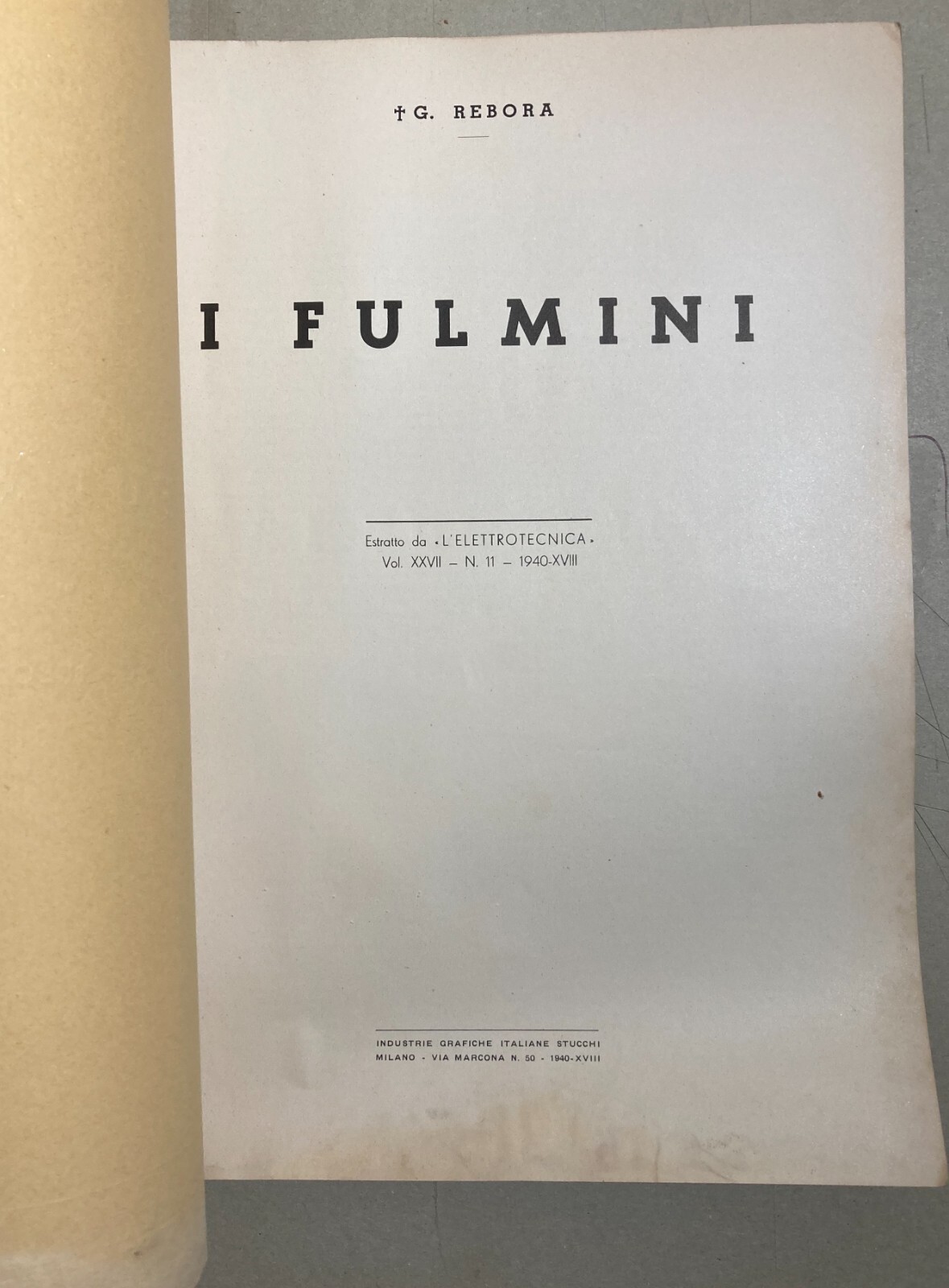 Elettrotecnica   I Fulmini   Politecnico Di Milano   Rebora   Illustrato d'Epoca   1940