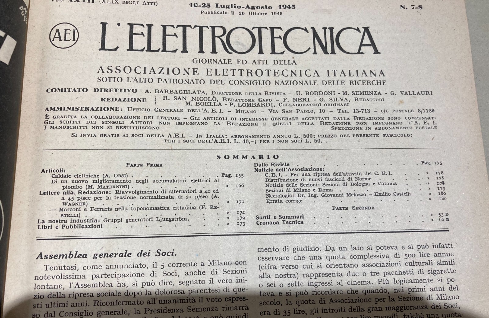 Elettrotecnica, Elettricità E Pubblicità Industriale: L'Elettrotecnica, 1945
