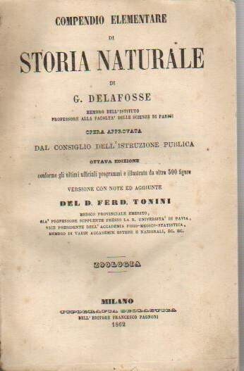 Storia Naturale, Zoologia E Botanica. G. Delafosse, 1862