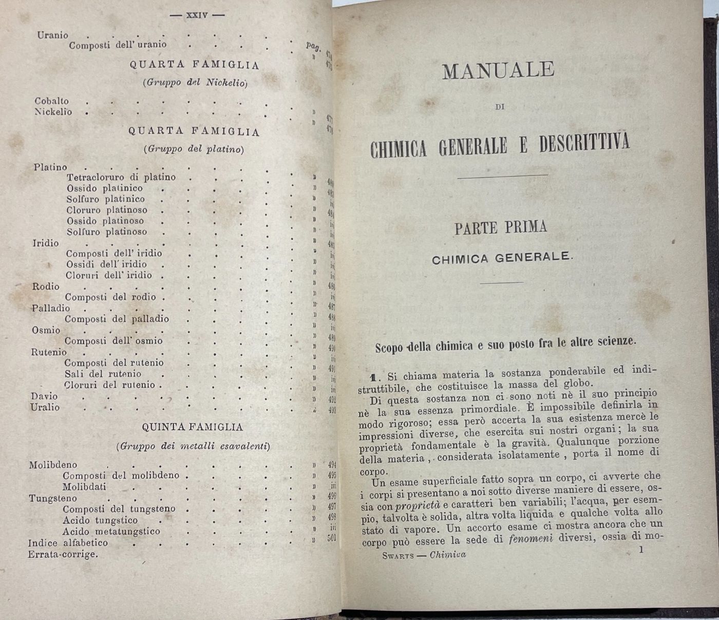 Chimica   Antico Manuale   Swarts   Mingioli   1880   Due Volumi   Con Figure Nel Testo