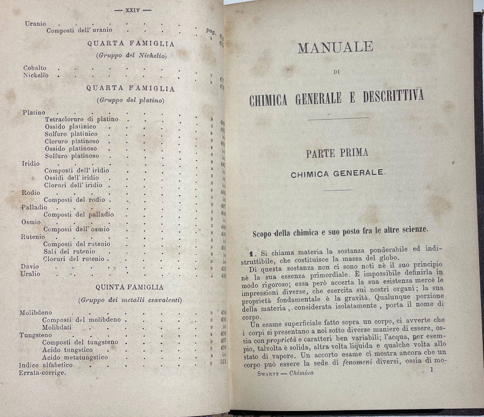 Chimica   Antico Manuale   Swarts   Mingioli   1880   Due Volumi   Con Figure Nel Testo