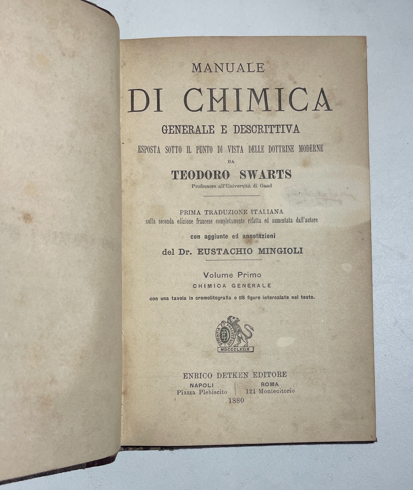 Chimica   Antico Manuale   Swarts   Mingioli   1880   Due Volumi   Con Figure Nel Testo