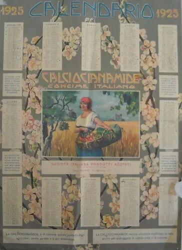 Calendario Pubblicitario 1925 Società Italiana Prodotti Azotati   Calciocianamide