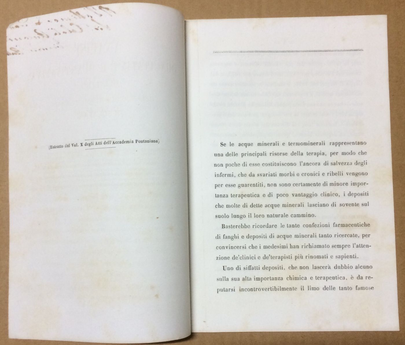 Sicilia, Sclafani: Analisi Qualitativa E Quantitativa Del Limo Delle Acque Termominerali. Silvestro Zinno, 1872
