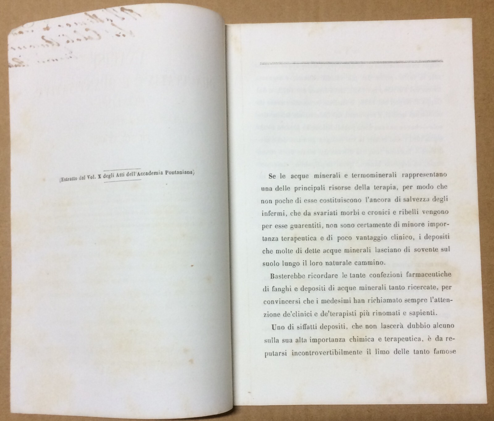 Sicilia, Sclafani: Analisi Qualitativa E Quantitativa Del Limo Delle Acque Termominerali. Silvestro Zinno, 1872