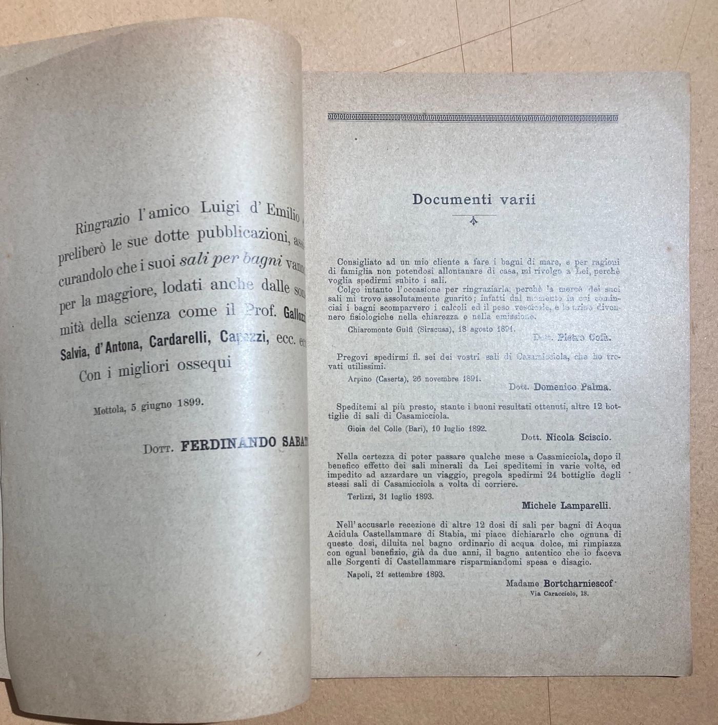 Napoli   Farmacia Del Leone   Chimico d'Emilio   Erboristeria   Bagni Naturali   Acque   1903