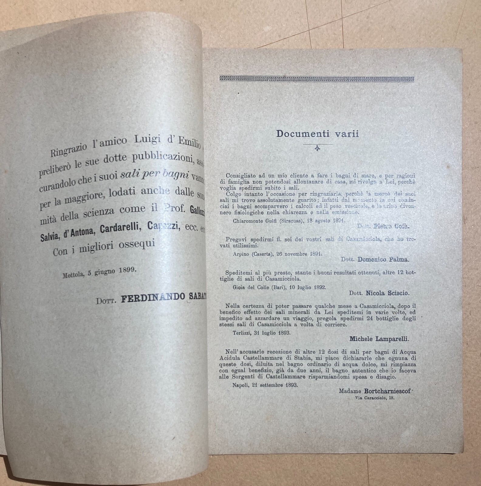 Napoli Farmacia Del Leone Chimico d'Emilio Erboristeria Bagni Naturali Acque 1903