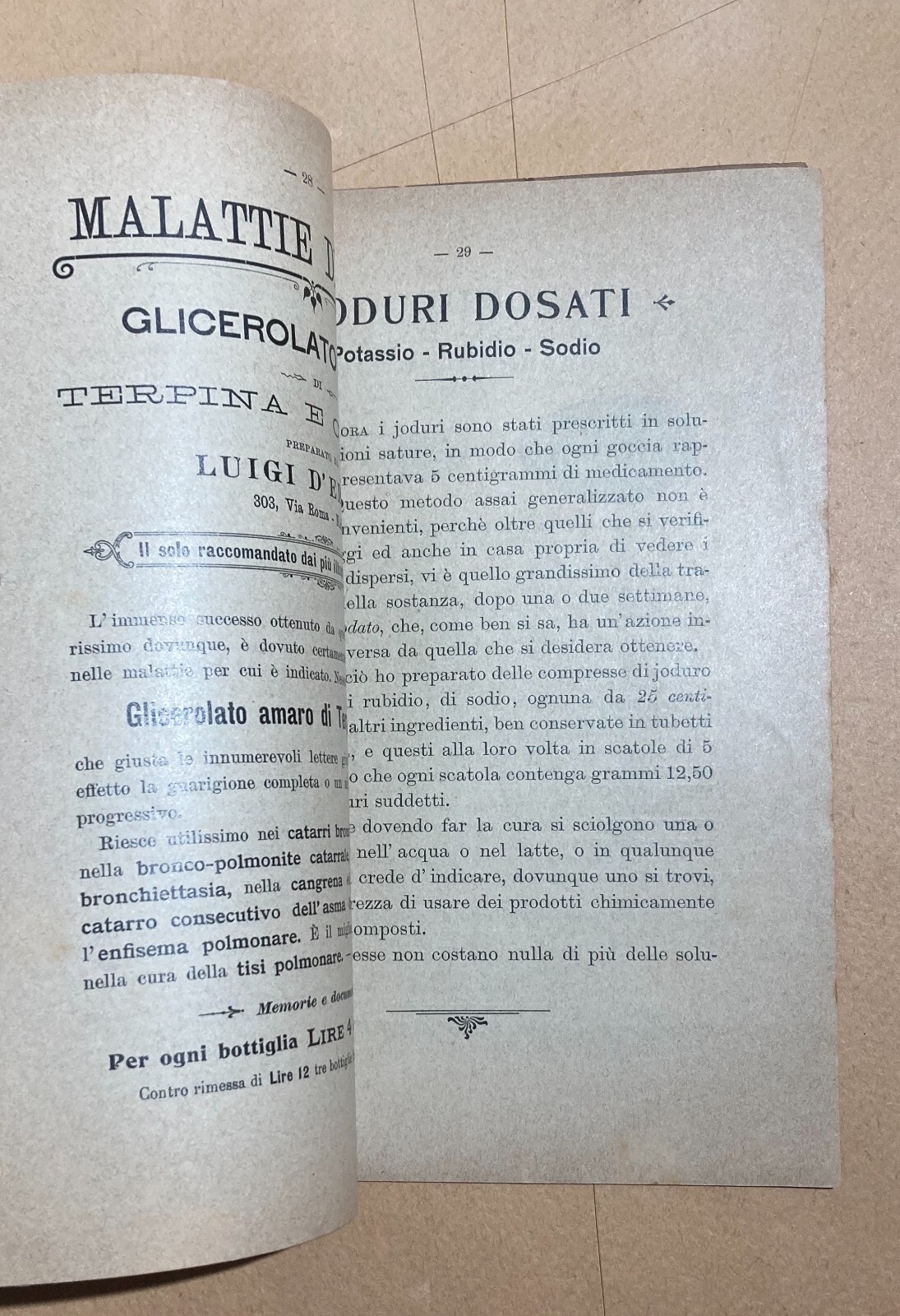Napoli Farmacia Del Leone Chimico d'Emilio Erboristeria Bagni Naturali Acque 1903