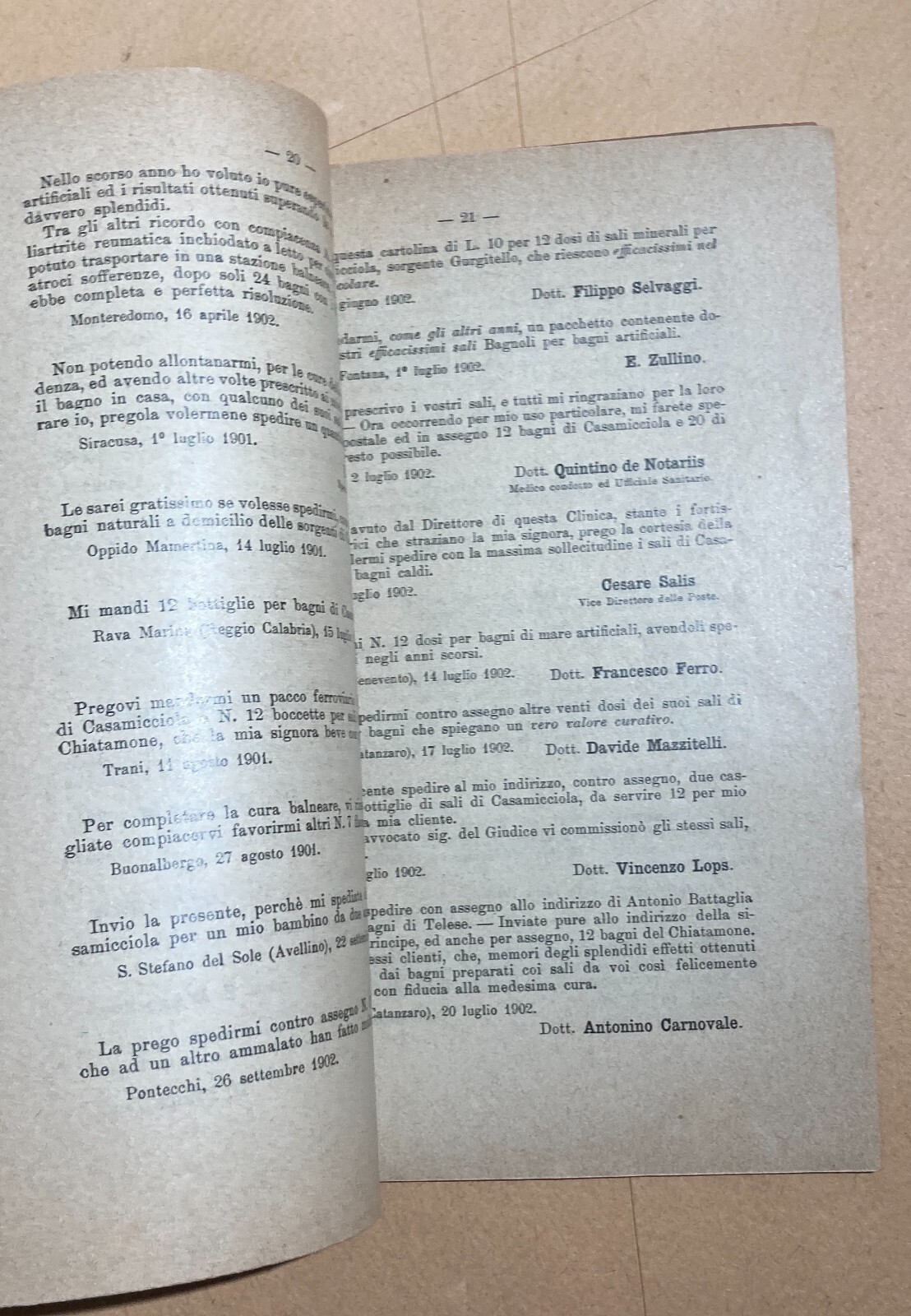 Napoli Farmacia Del Leone Chimico d'Emilio Erboristeria Bagni Naturali Acque 1903