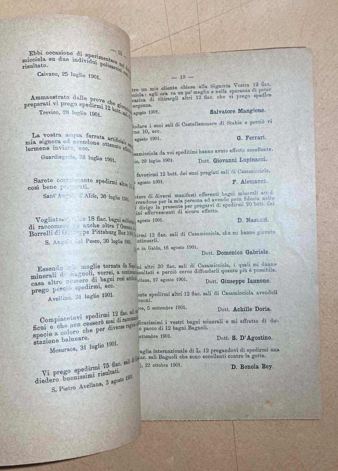 Napoli Farmacia Del Leone Chimico d'Emilio Erboristeria Bagni Naturali Acque 1903