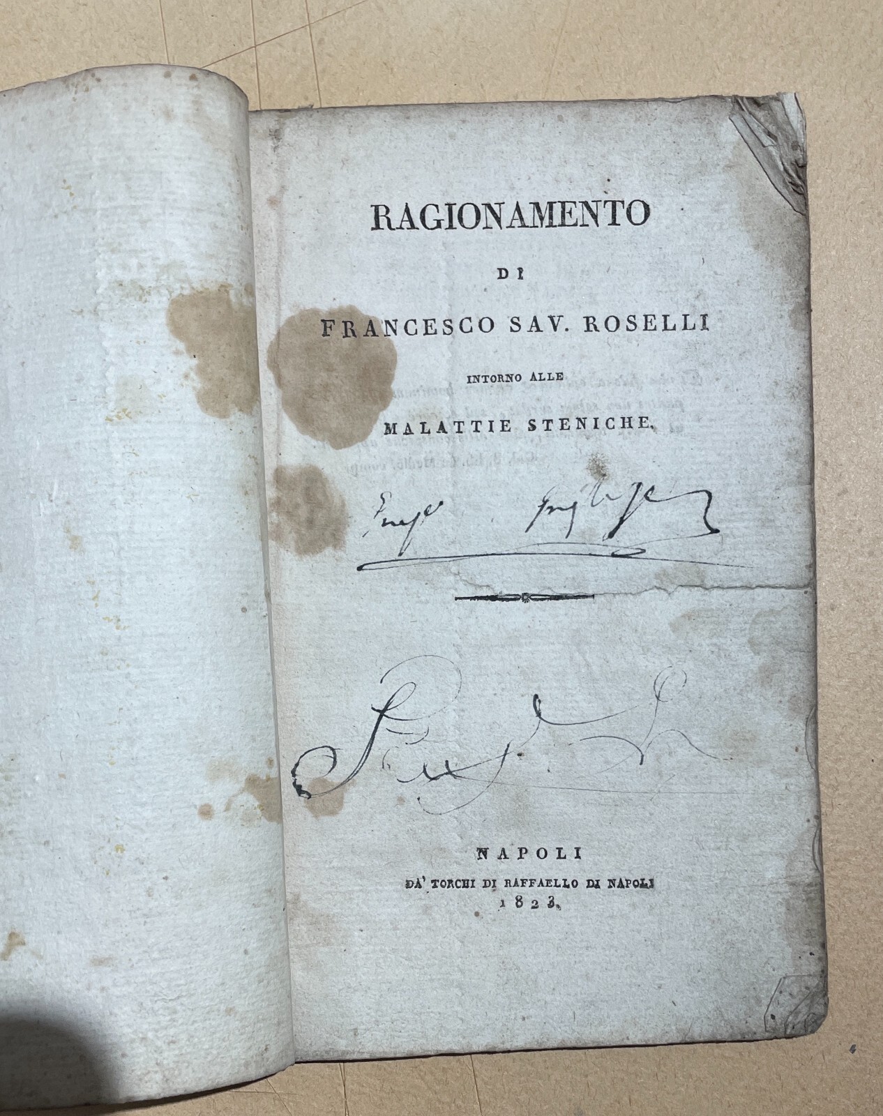 Medicina: Malattie Steniche, Diatesi, Roselli. Antica Edizione Napoletana, 1823