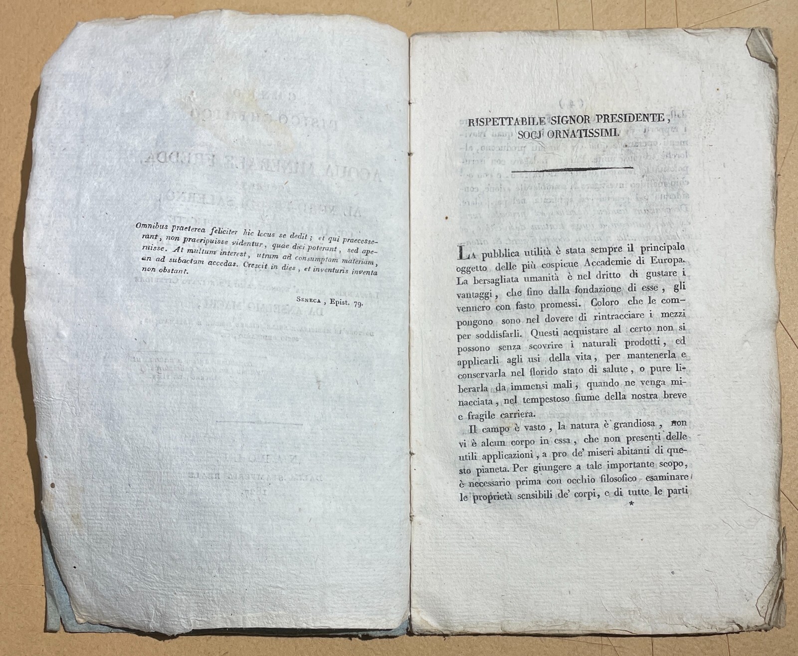 Medicina, Chimica E Acque Minerali Di Salerno, Anselmo Macrì, 1827