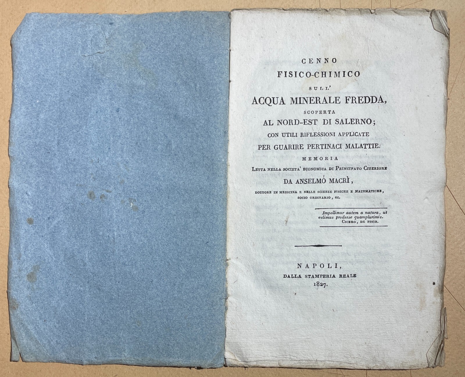 Medicina, Chimica E Acque Minerali Di Salerno, Anselmo Macrì, 1827
