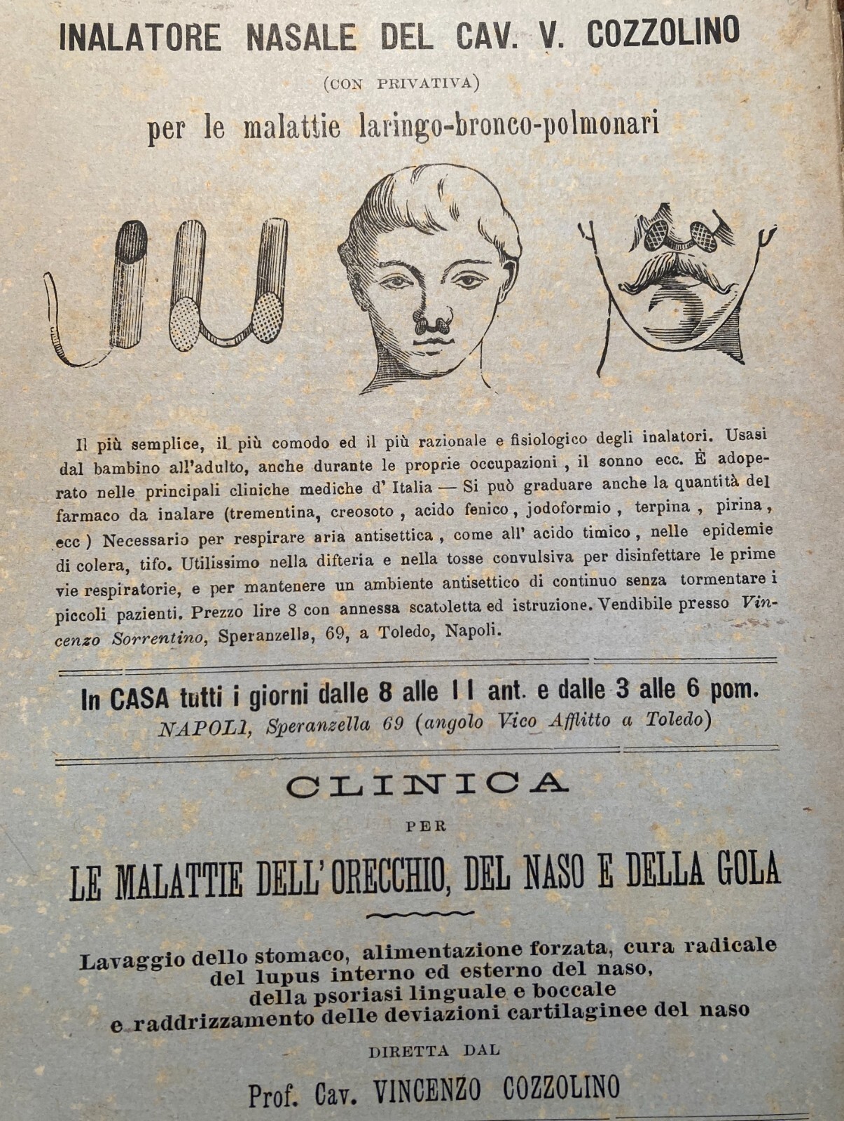 Napoli, Medicina, Igiene, Difteria, Otorinolaringoiatria: Vincenzo Cozzolino, Antica Edizione