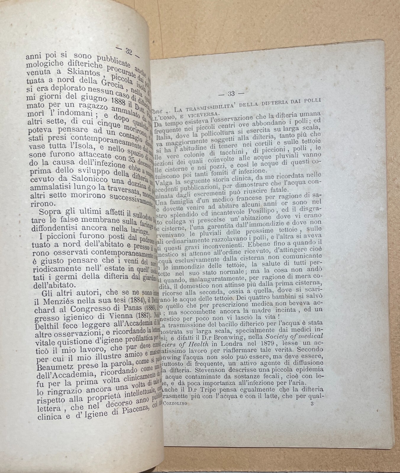 Napoli, Medicina, Igiene, Difteria, Otorinolaringoiatria: Vincenzo Cozzolino, Antica Edizione