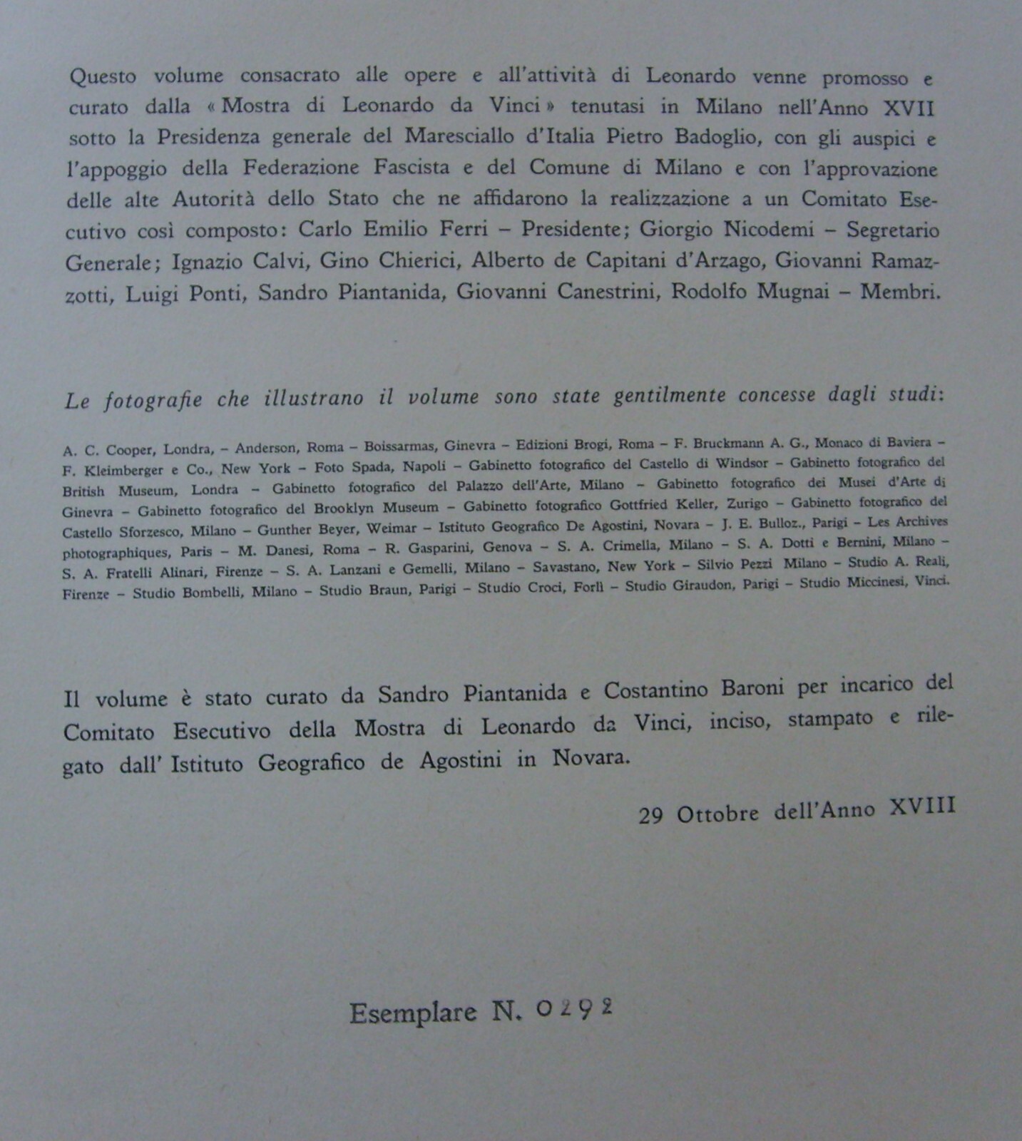 Leonardo Da Vinci: Arte, Pittura, Scienze, Ottica. Monumentale Opera Illustrata, 1940