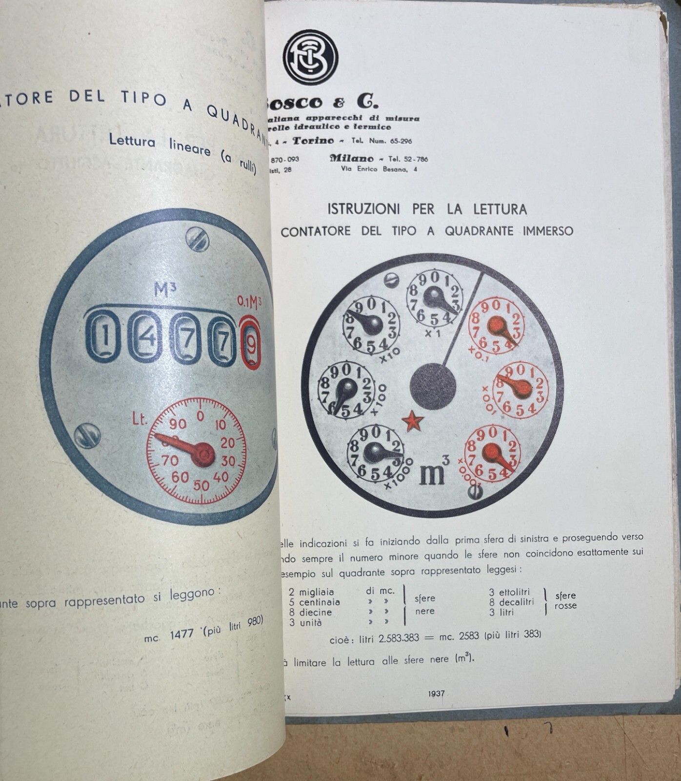 Tecnica Idraulica: Contatori Bosco, Sicilia, Palermo, Sartorio. Catalogo d'Epoca