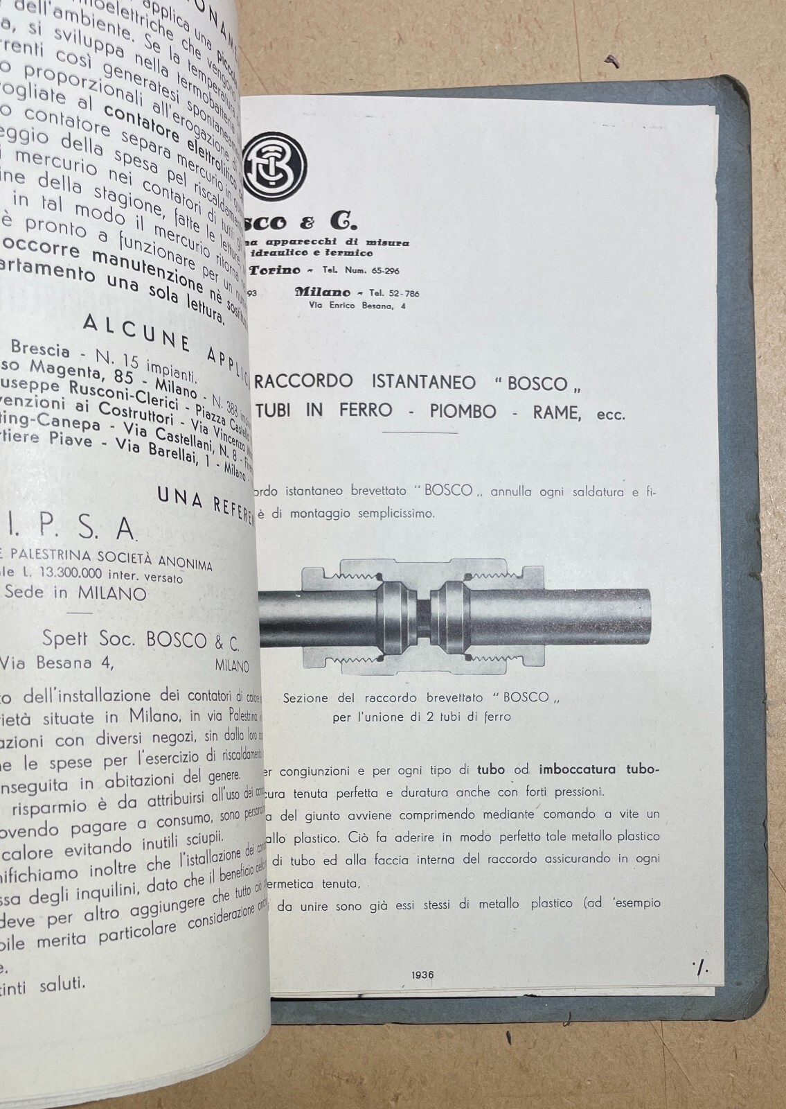 Tecnica Idraulica: Contatori Bosco, Sicilia, Palermo, Sartorio. Catalogo d'Epoca