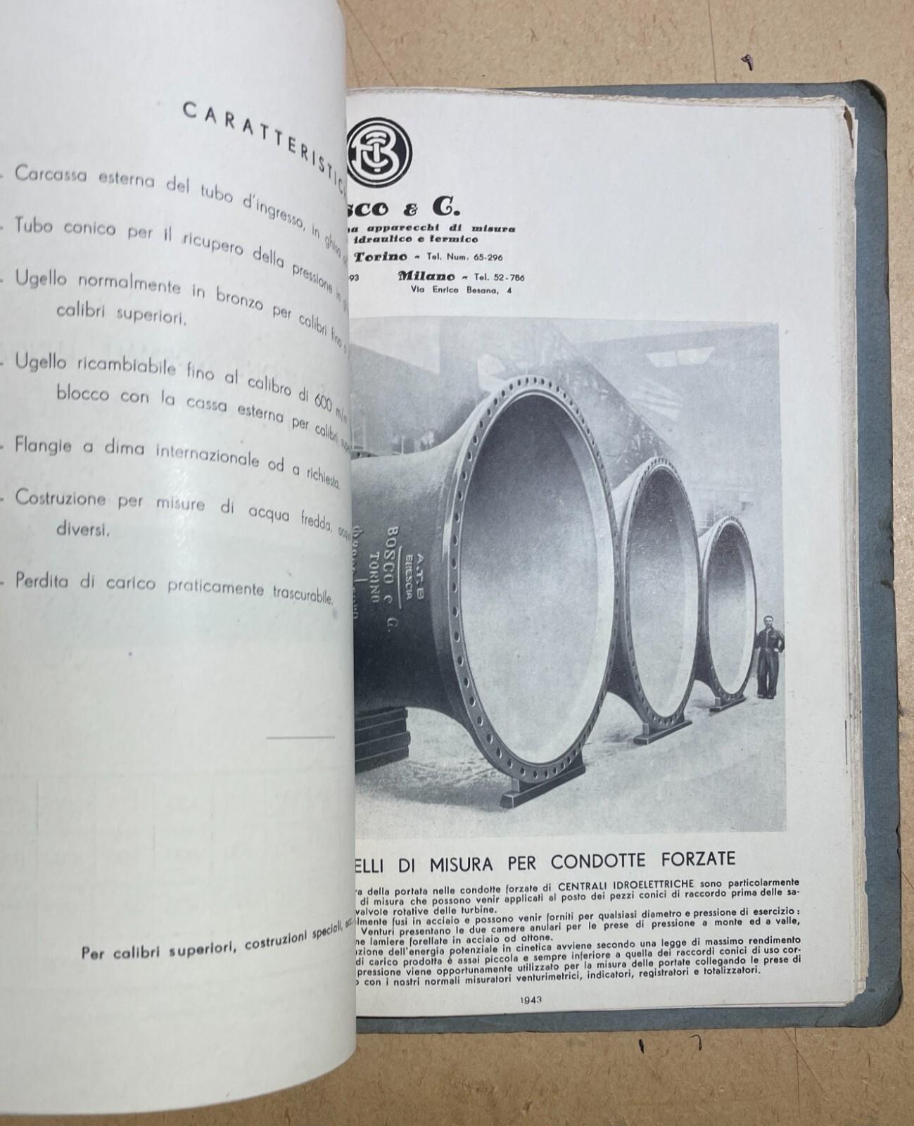 Tecnica Idraulica: Contatori Bosco, Sicilia, Palermo, Sartorio. Catalogo d'Epoca