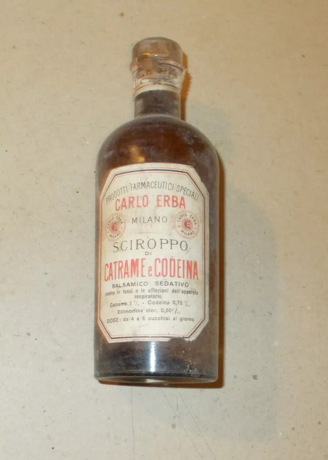Medicina Farmacia Farmaceutica Carlo Erba: Sciroppo Catrame Codeina Pubblicitaria
