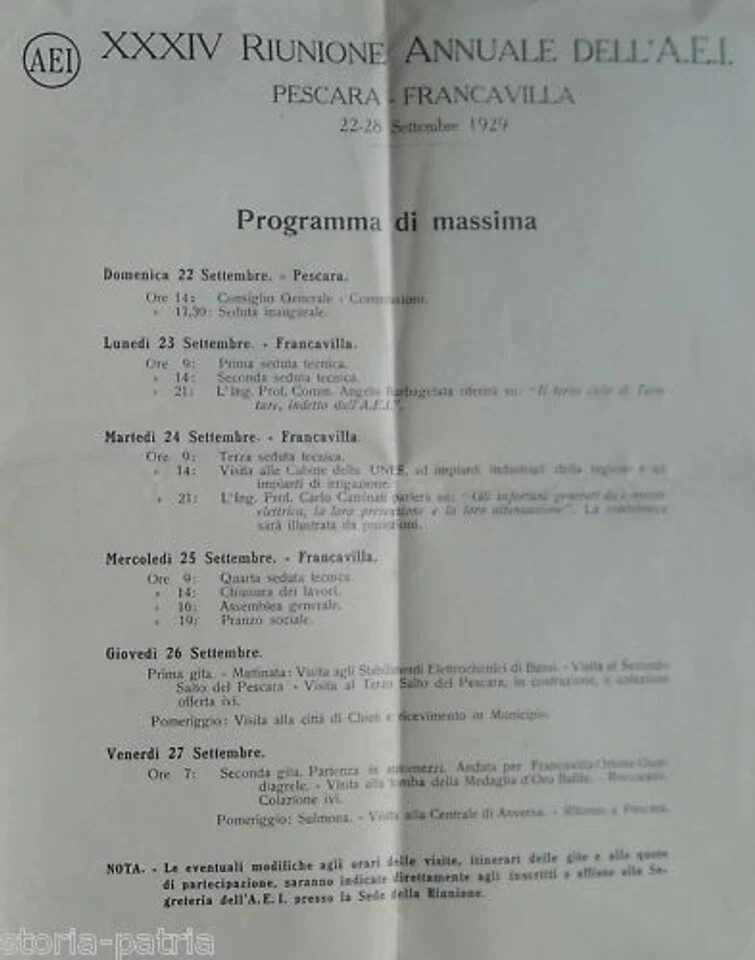 Centrali Elettriche: Pieghevole Pubblicitario d'Epoca AEI In Abruzzo, 1929