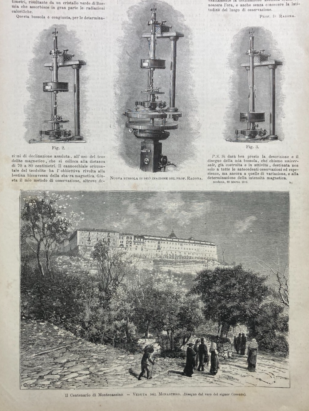 Bussola Ragona E Montecassino: Illustrazioni Xilografiche d'Epoca