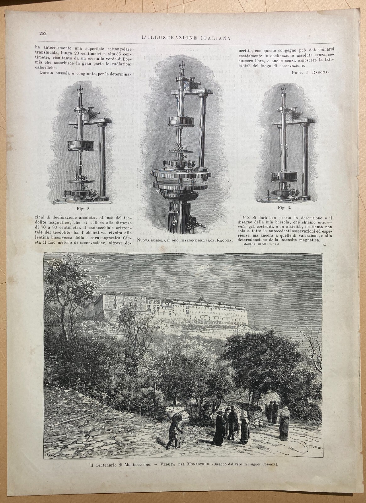 Bussola Ragona E Montecassino: Illustrazioni Xilografiche d'Epoca