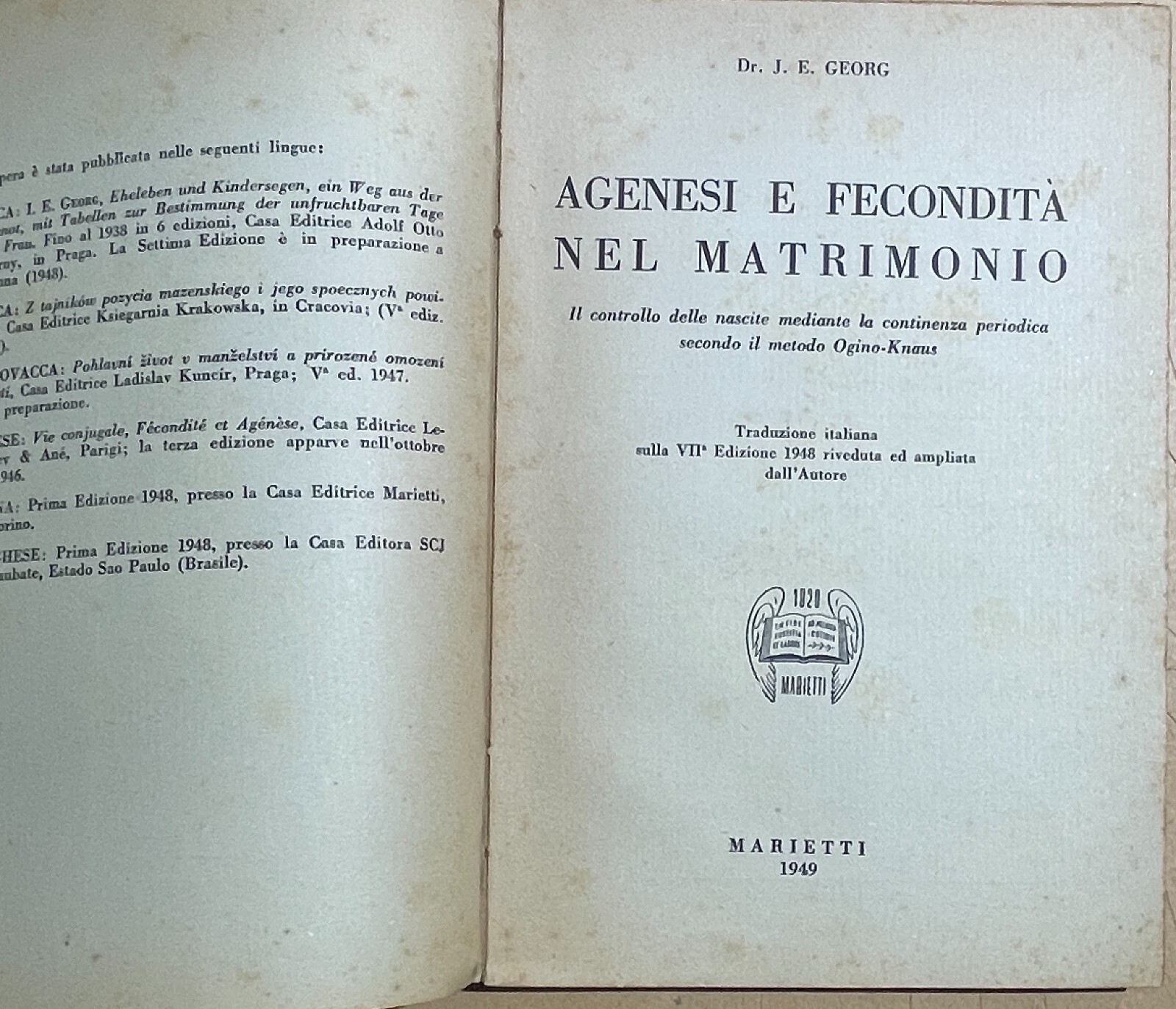 Agenesi E Fecondità Nel Matrimonio Georg, 1949